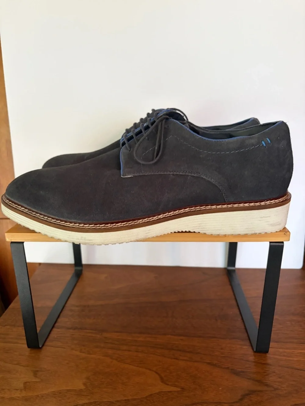 Thomas & Vine Men’s 10.5 Seneca Plain Toe Navy Suede Oxford Shoes. Comfort Foam
